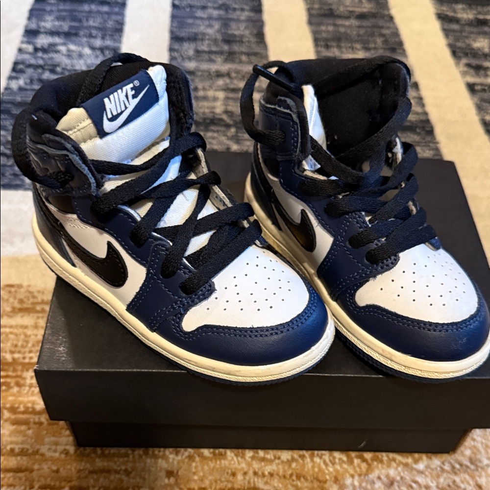 Jordan Kids High-Top Sneakers - Navy and White